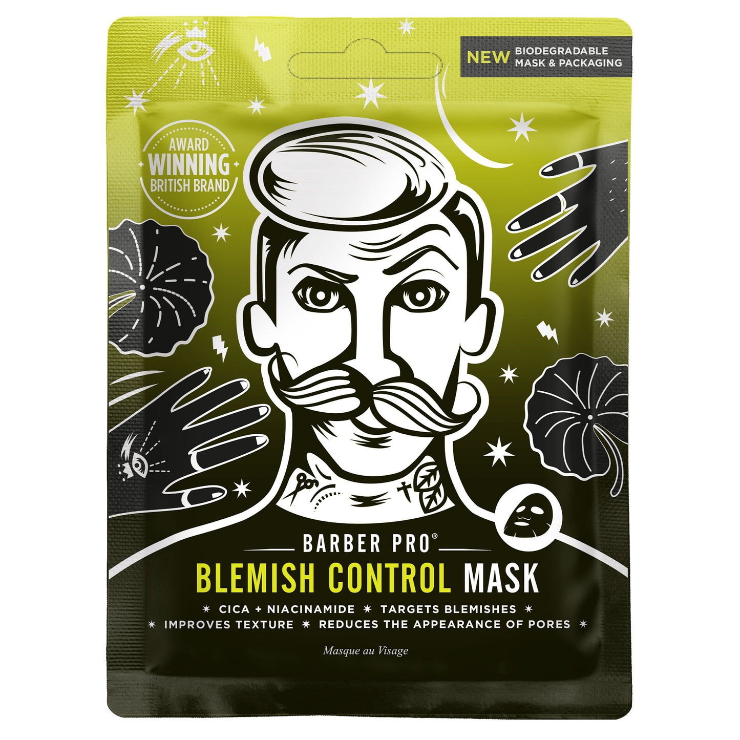 BARBER PRO Blemish Control Sheet Mask - 100% Biodegradable Front