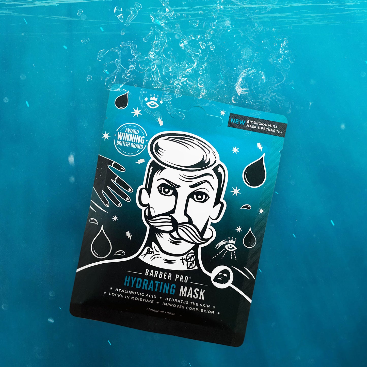 BARBER PRO Hydrating Face Sheet Mask - 100% Biodegradable In Water