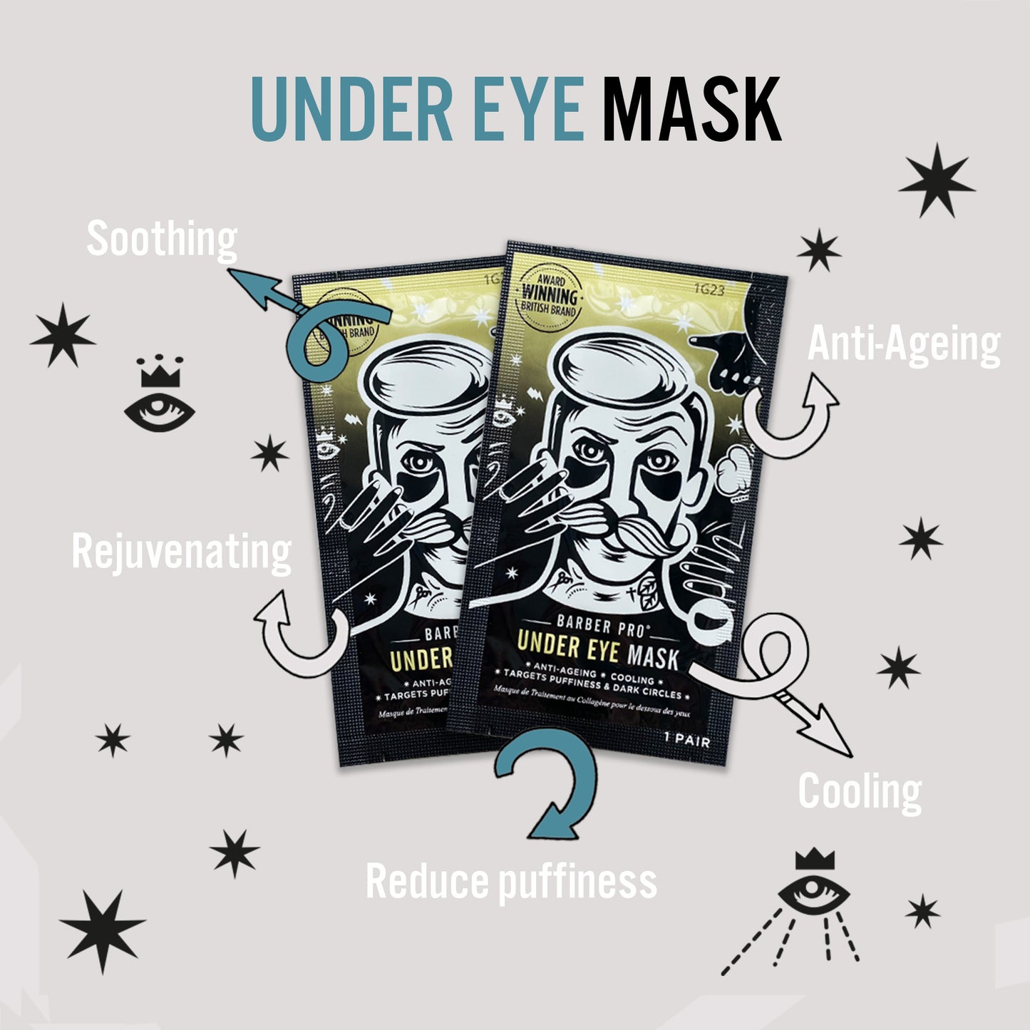 BARBER PRO Under Eye Mask - 3 Pairs in A Pouch Packaging