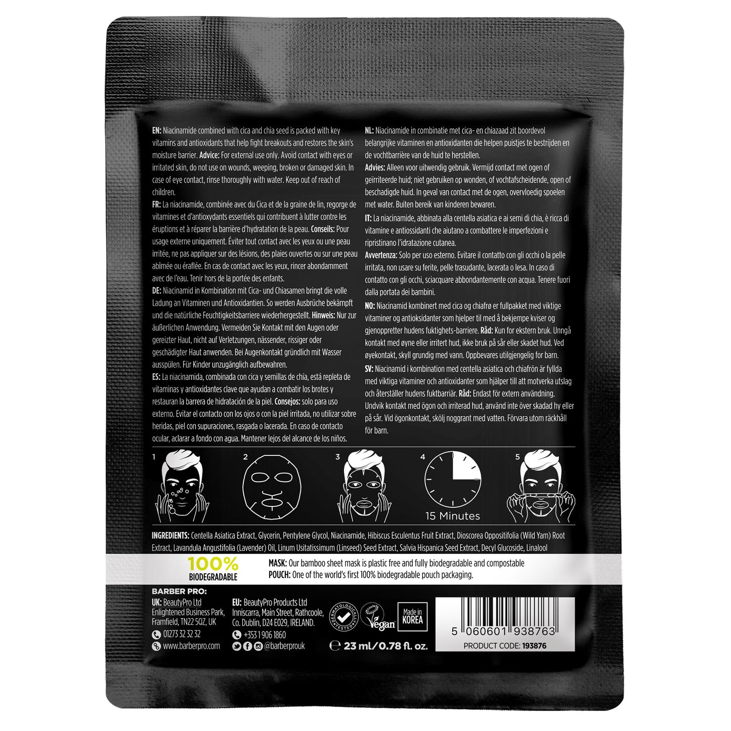 
                  
                    BARBER PRO Blemish Control Sheet Mask - 100% Biodegradable
                  
                