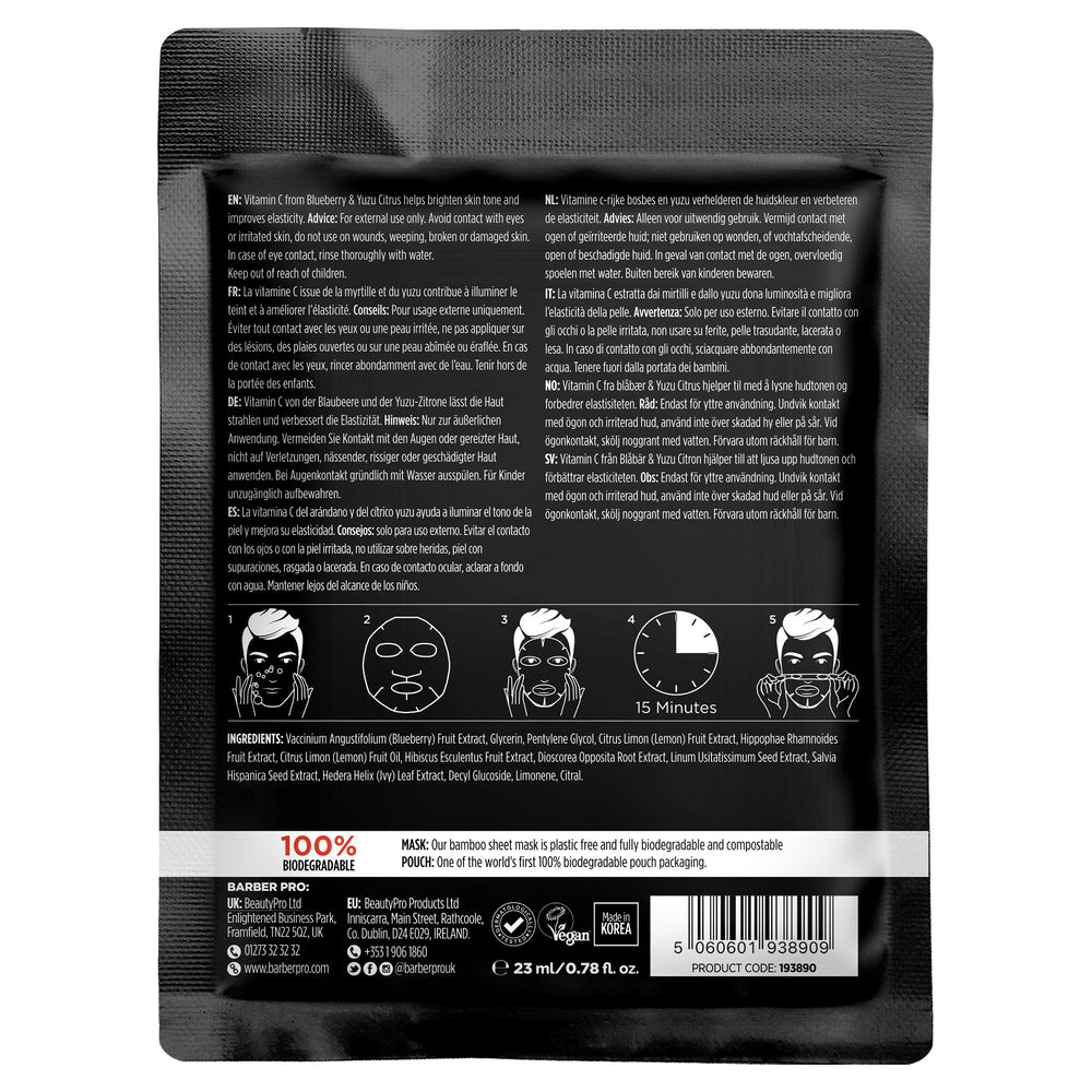
                  
                    BARBER PRO Anti-Ageing Face Sheet Mask - 100% Biodegradable Back
                  
                
