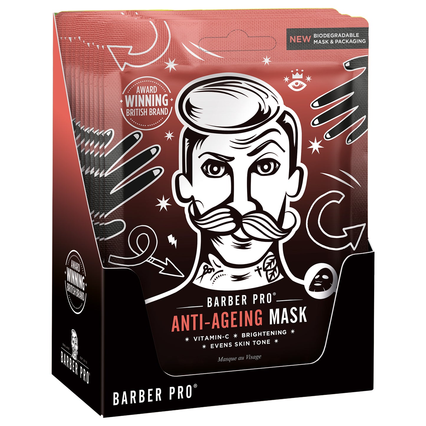 BARBER PRO Anti-Ageing Face Sheet Mask - 100% Biodegradable Pack