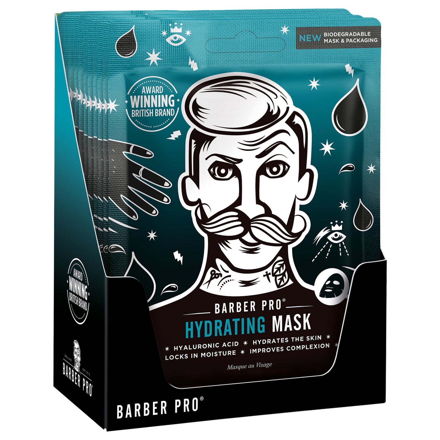 BARBER PRO Hydrating Face Sheet Mask - 100% Biodegradable Pack