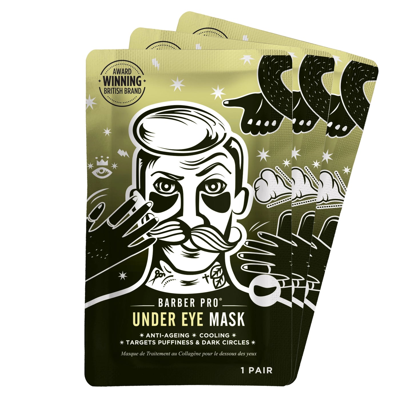 BARBER PRO Under Eye Mask - 3 Pairs in A Pouch Pack of 3