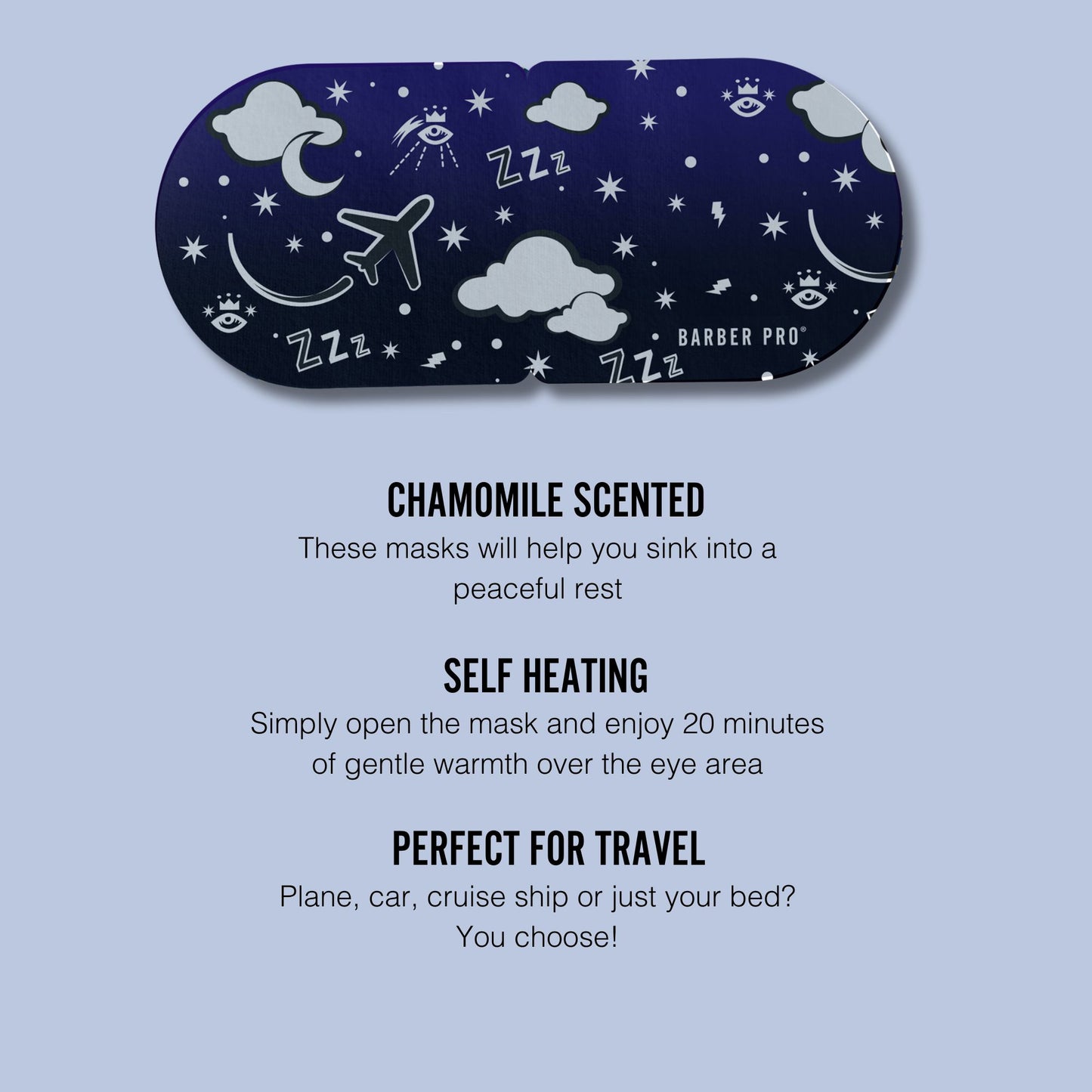 BARBER PRO Warming Eye Mask with Chamomile Scent - Box of 5 Information